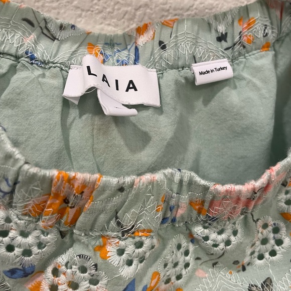 LAIA for Anthropologie embroidered bohemian ruffle puff sleeve floral top XL - Picture 10 of 13